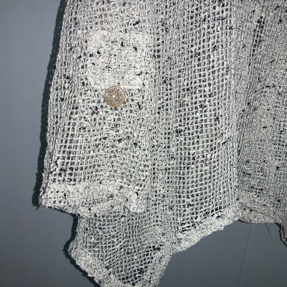 Nina Leonard crochet cropped sweater cardigan jacket Sz M asymmetrical hem - Picture 6 of 7